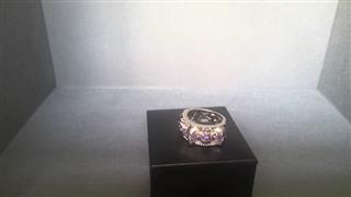 Amethyst Unisex Silver & Stone Ring 925 Silver 6.7g Size:6